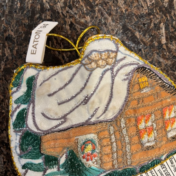 Two Vintage Eaton 94 Log Cabin Christmas Ornament - Picture 4 of 5